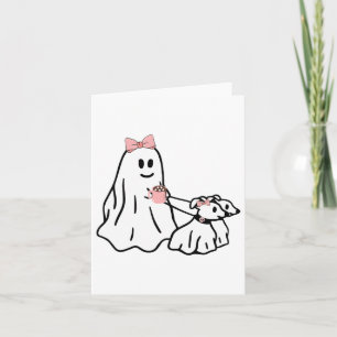 Funny Ghost Walking Dog Spooky Season Halloween Co Card