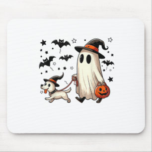 Funny Ghost Walking Dog Spooky Season Halloween Co Mouse Pad