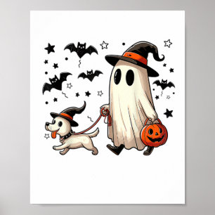 Funny Ghost Walking Dog Spooky Season Halloween Co Poster