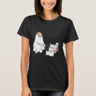 Funny Ghost Walking With Three Dog Halloween Fall  T-Shirt