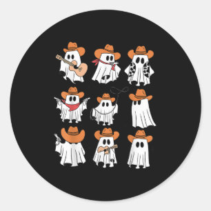 Funny Ghost Western Halloween Howdy Rodeo Cute Gho Classic Round Sticker