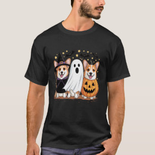 Funny Ghost Witch Pumpkin Corgi Dog Lovers Hallowe T-Shirt