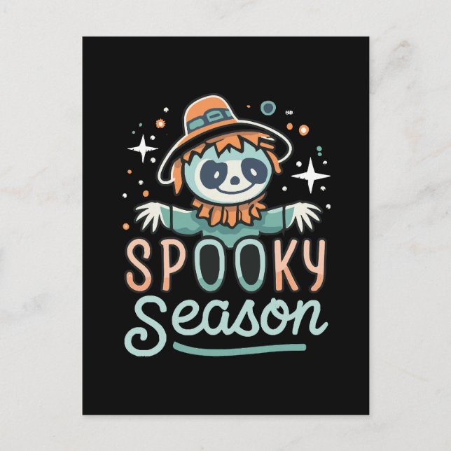 funny ghost with hats, spooky season postcard (Front)