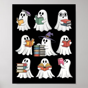 Funny Ghosts Book Reading School Teacher Halloween Poster
