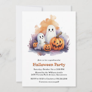 Funny Ghosts Pumpkins Kids Halloween Party Invitation