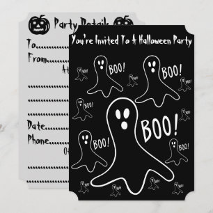 funny ghosts shouting boo for halloween invitation