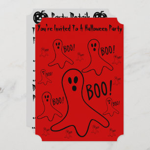 funny ghosts shouting boo! halloween party invitation