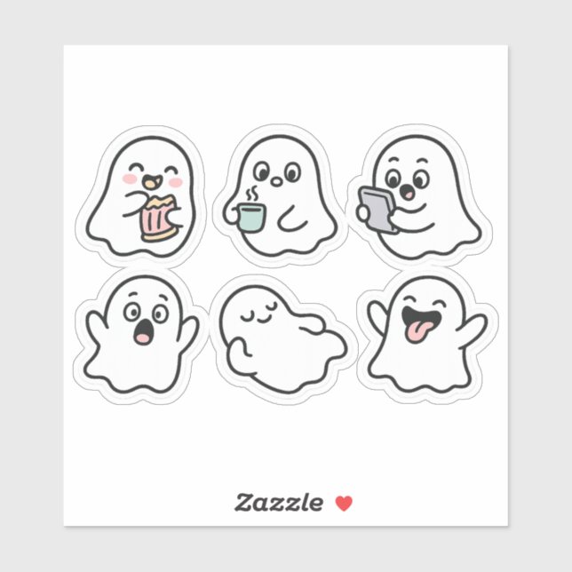 Funny Ghosts Sticker Pack – Cute Kawaii ghosts (Sheet)