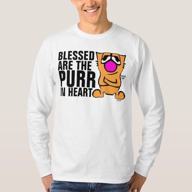 Funny Gibby Cat T-shirts, Blessed R Purr in heart T-Shirt (Front)