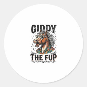 Funny Giddy The Fup Horse Vintage Engraving Shirt_ Classic Round Sticker