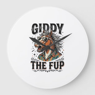 Funny Giddy The Fup Horse Vintage Engraving Shirt_ Large Clock