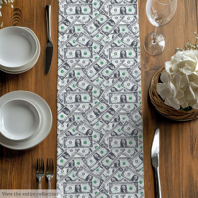 Funny gift cosy dollar pattern birthday surprise medium table runner (Funny gift modern dollar pattern personalized wrap)