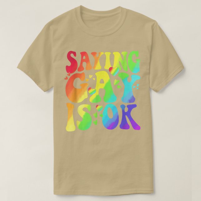 Funny Gift Cute Love Saying Gay Is Ok Proud LGBTQ  T-Shirt (Design Front)