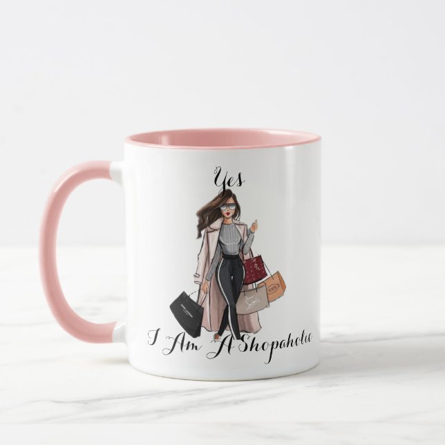  Funny Gift For Her, Shopaholic Gift Mug, BFF  Mug (Left)