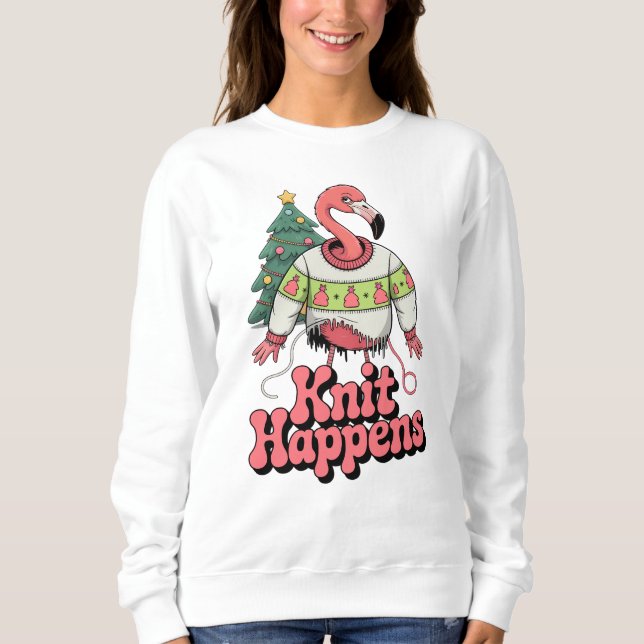 Funny Gift for Knitters Knit Happens Ugly Sweater (Front)