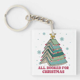 Funny Gift for Librarian, All Booked For Christmas Key Ring