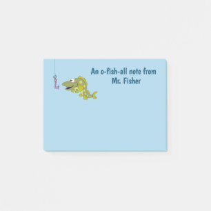 Funny Gift for Teacher Personalized Name Fish Pun  Post-it Notes