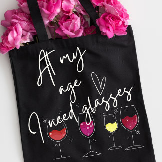 Funny Gift for Wine Lover Modern Script Typography Tote Bag