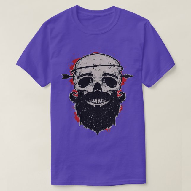 Funny Gift Funny Face Beard Skull T-Shirt (Design Front)