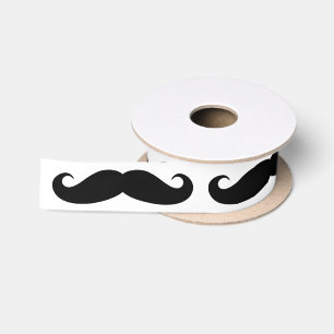Funny gift ribbon with black moustache pattern satin ribbon