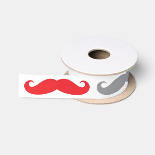 Funny gift ribbon with colourful moustache design satin ribbon