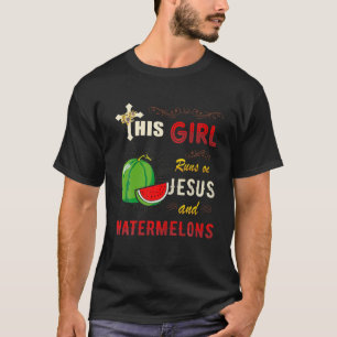 Funny Gift Watercolor Girl Run On Jesus And Waterm T-Shirt