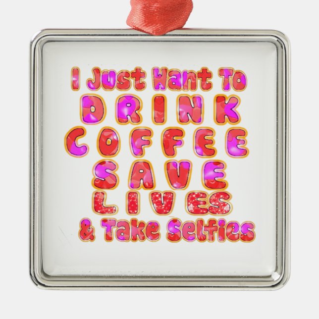 Funny Gifts for Coffee Lovers Metal Tree Decoration (Front)