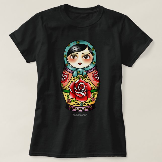 Funny Gifts Nesting Doll - Red Palette Flowers Mat T-Shirt (Design Front)