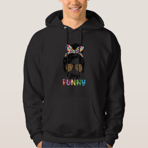 Funny Gigi Bunny Leopard Messy Bun Easter Day Fami Hoodie