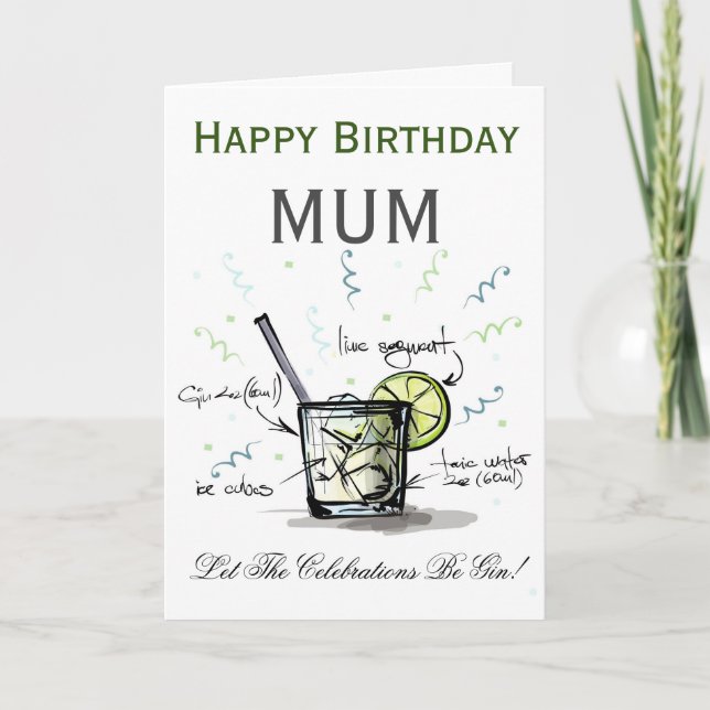 Funny Gin Lovers Personalised Birthday Card (Front)