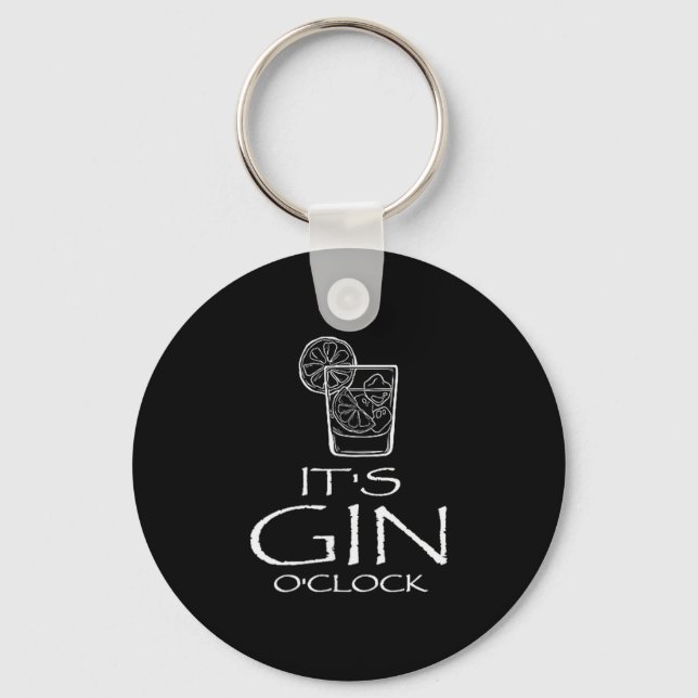 Funny Gin Tonic Saying Oh It's Gin O'clock  Key Ring (Front)
