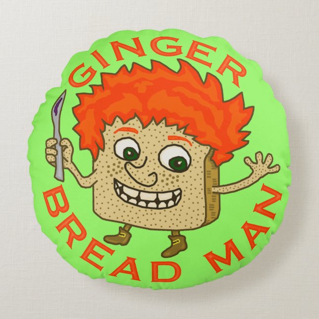Funny Ginger Bread Man Christmas Pun Round Cushion (Front)