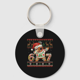 Funny Gingerbread 67 Ice Cream Drip Christmas Ugly Key Ring