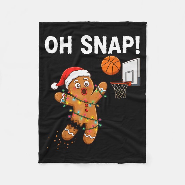 Funny Gingerbread Basketball Christmas Santa Cooki Fleece Blanket (Front)