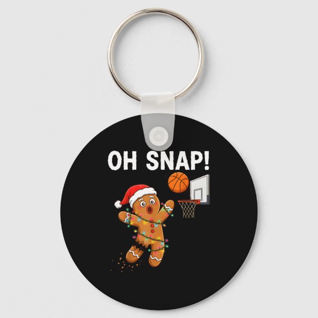 Funny Gingerbread Basketball Christmas Santa Cooki Key Ring (Front)
