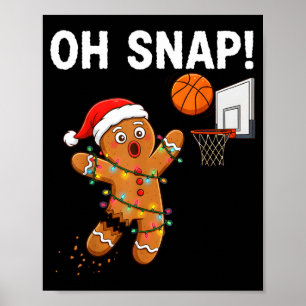 Funny Gingerbread Basketball Christmas Santa Cooki Poster