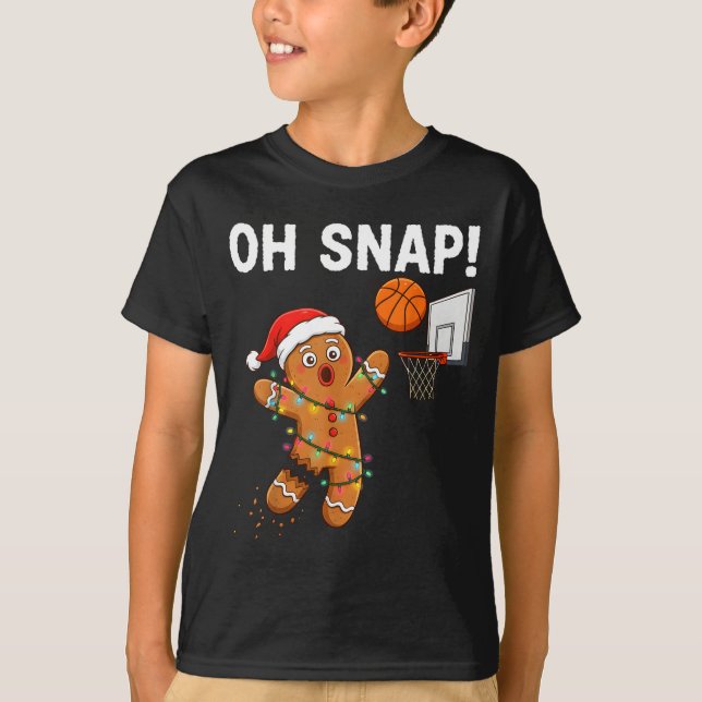 Funny Gingerbread Basketball Christmas Santa Cooki T-Shirt (Front)
