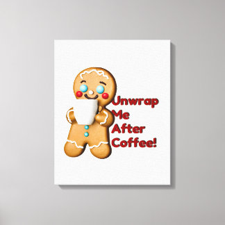 Funny Gingerbread Christmas Coffee Canvas Wall Art