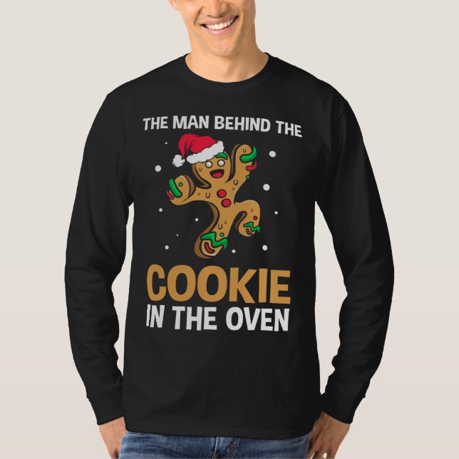 Funny Gingerbread Christmas Gender Reveal For Dad T-Shirt (Front)