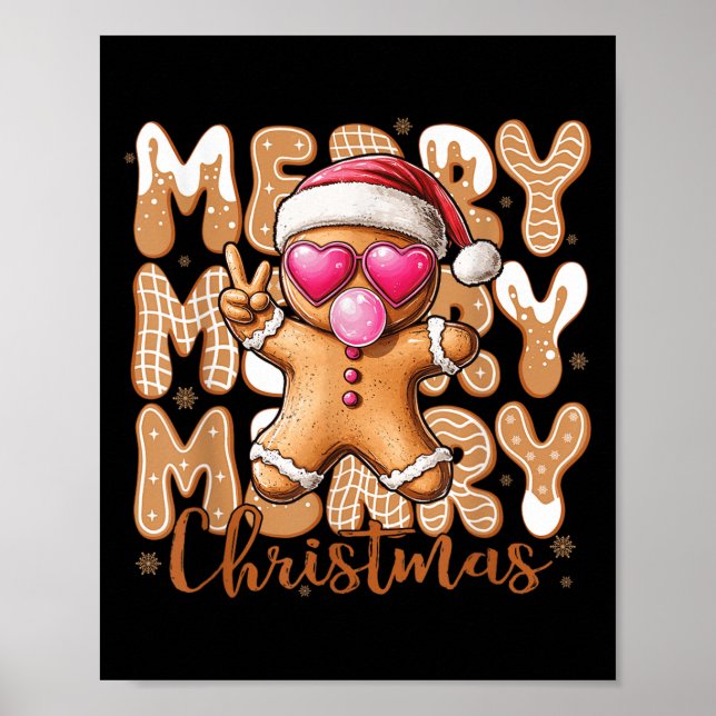 Funny Gingerbread Cookie Peace Sign Merry Merry Ch (Front)