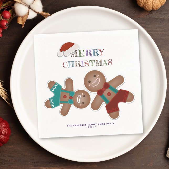 Funny Gingerbread Cookies Christmas Holiday Party Napkin (Creator Uploaded)