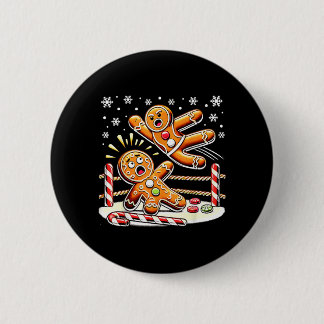 Funny Gingerbread Cookies Fighting Wrestling 6 Cm Round Badge