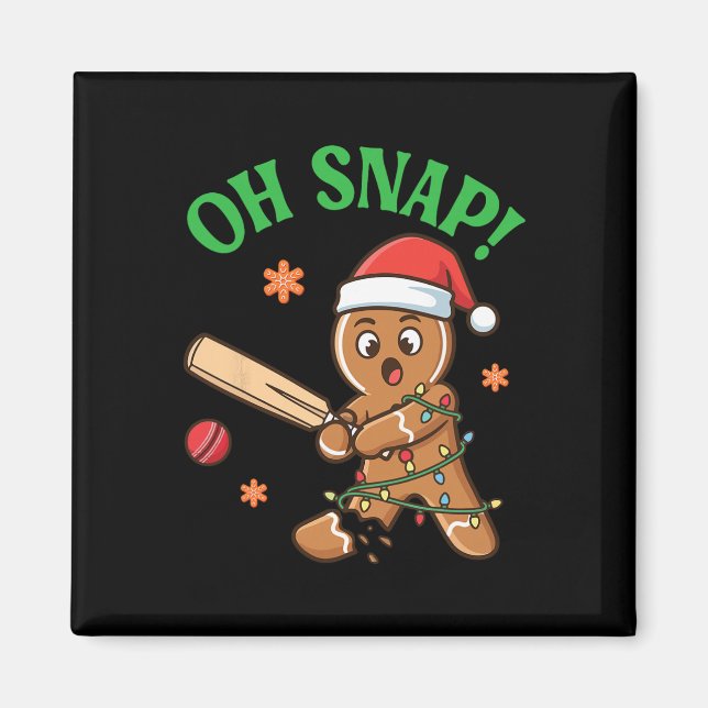 Funny Gingerbread Cricket Christmas Cookie Oh Snap Magnet (Front)