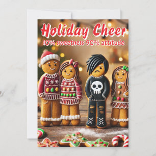 Funny gingerbread family portrait: 90% attitude holiday card