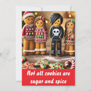 Funny gingerbread family portrait: Goth teen Holiday Card