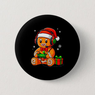 Funny Gingerbread Gaming Pjs Pajamas Christmas Xma 6 Cm Round Badge
