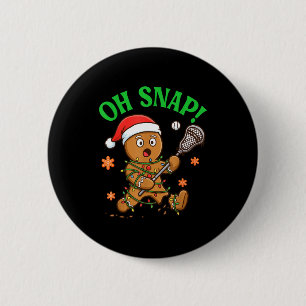 Funny Gingerbread Lacrosse Christmas Cookie Oh Sna 6 Cm Round Badge