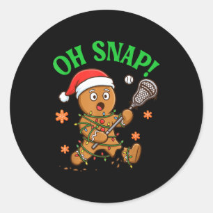 Funny Gingerbread Lacrosse Christmas Cookie Oh Sna Classic Round Sticker