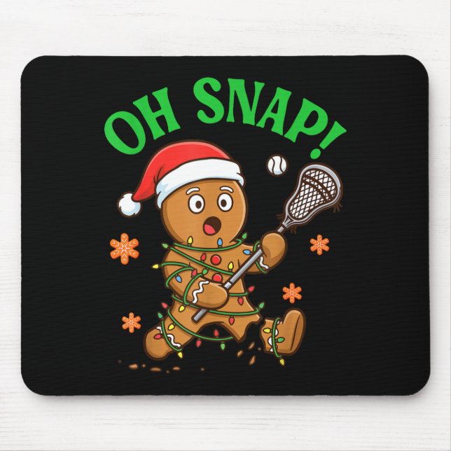 Funny Gingerbread Lacrosse Christmas Cookie Oh Sna Mouse Pad (Front)