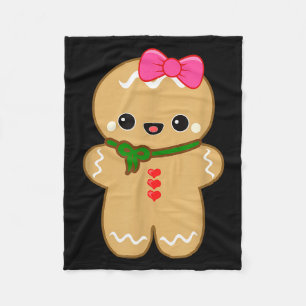 Funny Gingerbread Man Christmas Women &amp; Girl T Fleece Blanket